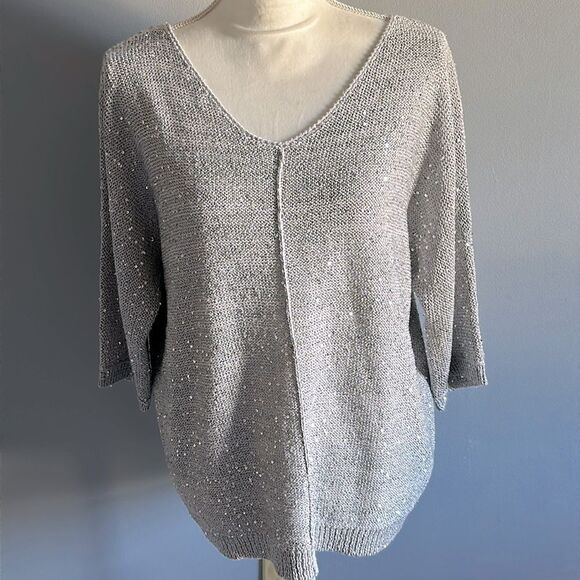 WD•NY Sequin Silver Sweater! - Picture 10 of 10